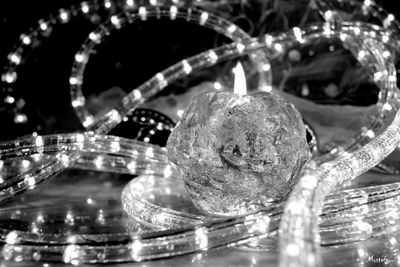 Close-up of crystal ball on table