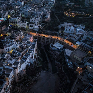 High angle view of buildings in city