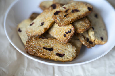 Close-up of cookies in plate