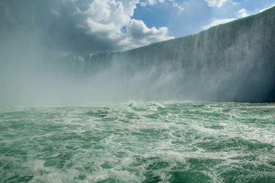 Scenic view of niagara falls against sky