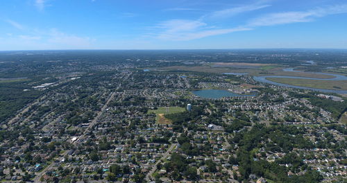 Aerial views of new jersey suburb