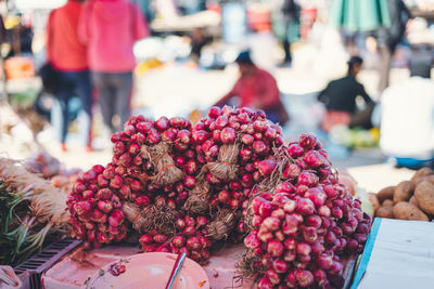 Close-up of fruits for sale at market stall