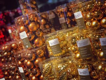 Close-up of illuminated food for sale