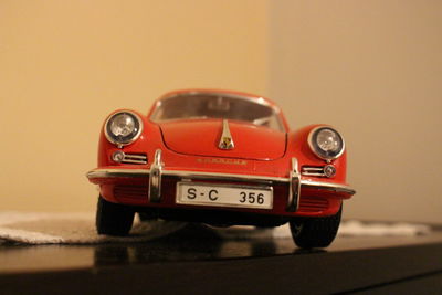 Close-up of toy car on table