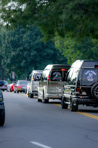 Vehicles on road in city