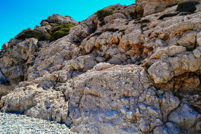 Rock formation on land against clear sky