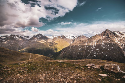 Scenic view of mountains against sky