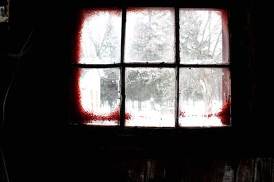 View of building through window