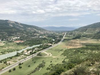 High angle view of landscape against sky