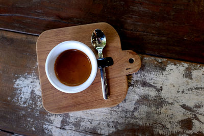 High angle view of coffee on table