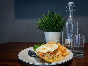 Food served on table