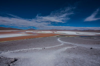 Scenic view of sand dunes against sky