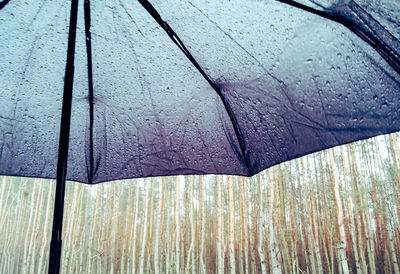 Full frame shot of raindrops on umbrella