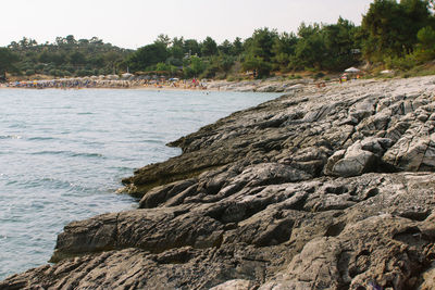 Scenic view of sea against clear sky