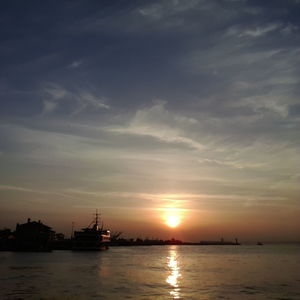 Scenic view of sunset over sea