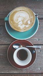 Directly above shot of cappuccino on table