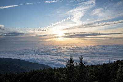 Sunrise over rolling clouds