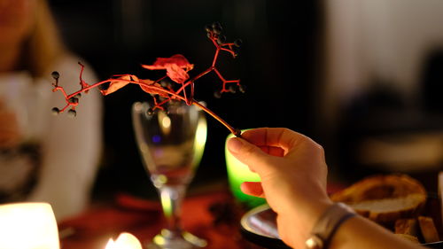 Close-up of hand holding drink