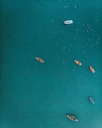 High angle view of sailboat in sea