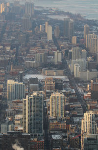 High angle view of buildings in city