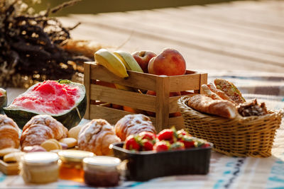 High angle view of food on table