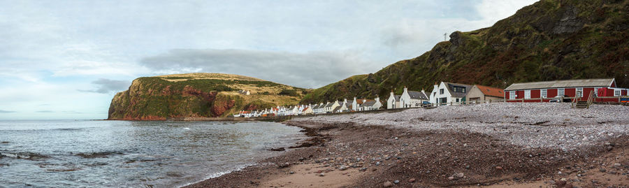 Scenic view of beach against sky