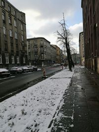 Wet city street during winter