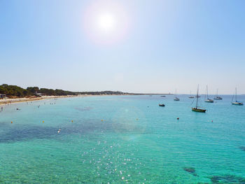 Scenic view of sea against clear sky