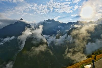 Scenic view of majestic mountains against sky