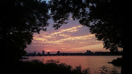 View of city at sunset