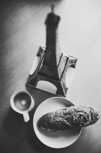 High angle view of breakfast on table