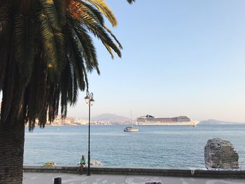 Scenic view of sea against clear sky