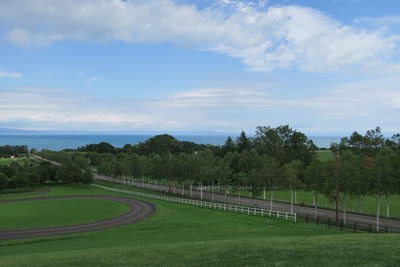 Scenic view of land against sky