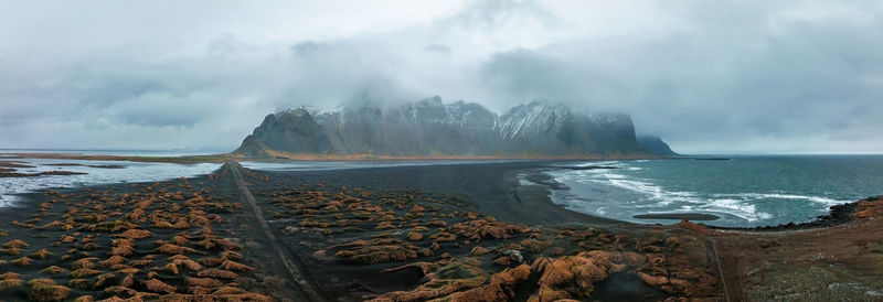 Wonderful picturesque scene near stokksnes cape in iceland.