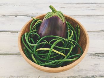 High angle view of vegetables on table