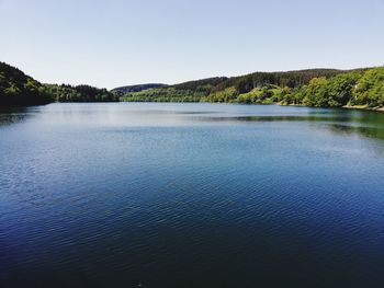 Scenic view of lake against clear sky