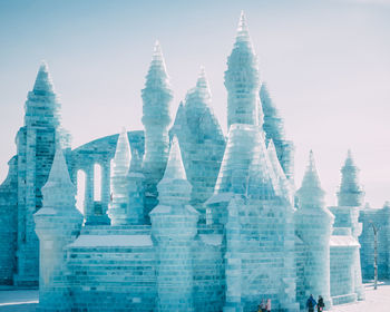 Panoramic view of temple building against clear sky