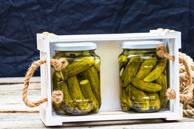 High angle view of food on table