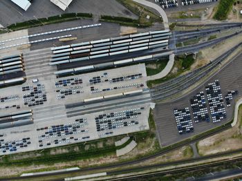 High angle view of cars on road