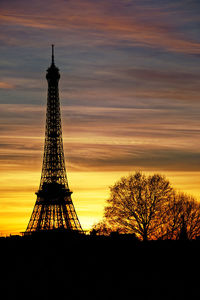 Silhouette of tower during sunset