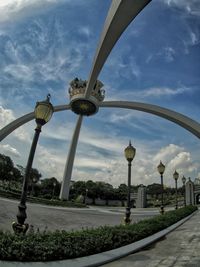 View of park against blue sky and clouds