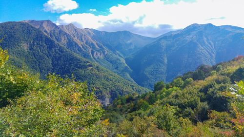 Scenic view of mountains against sky