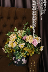 A luxurious bouquet of flowers in the interior decor of the house