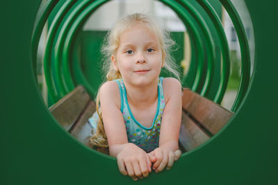 Portrait of cute girl smiling