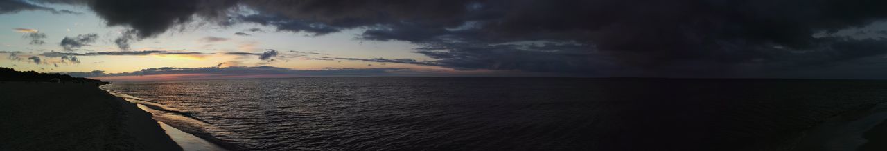 Scenic view of lake against sky at sunset