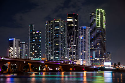 Illuminated city at night