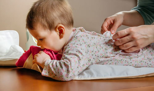 Cute baby girl with hands