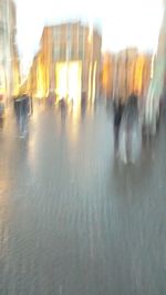 People walking on city street