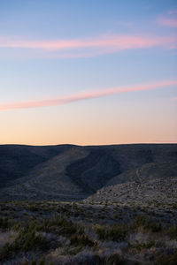 Scenic view of landscape against sky during sunset in carlsbad caverns national park - new mexico