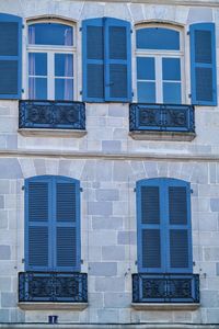 Low angle view of windows on building